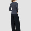 Women Rib T-shirt Long Sleeve Dark Grey Melange