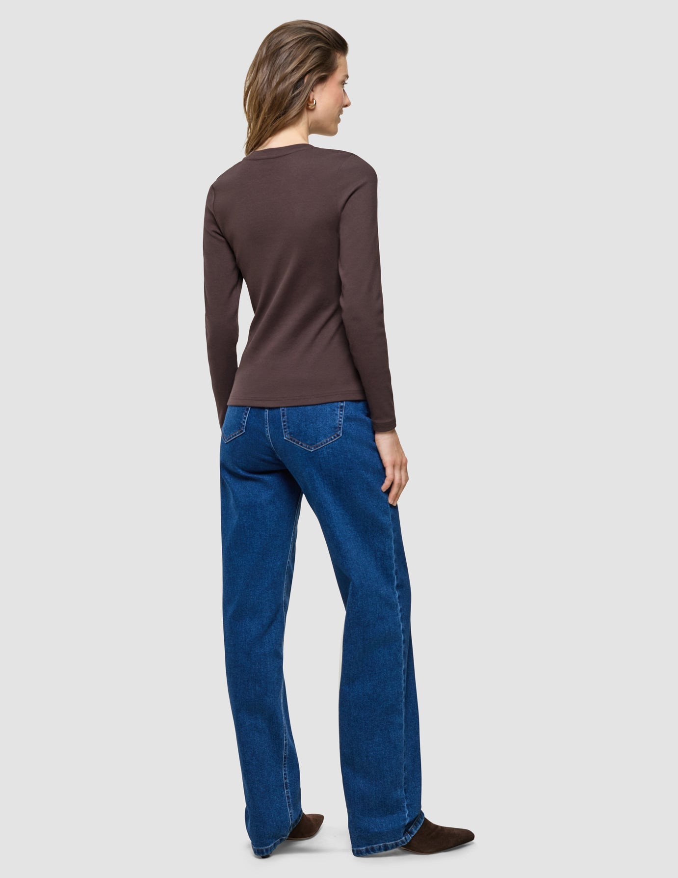 Women Rib T-shirt Long Sleeve Espresso