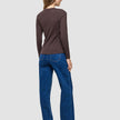 Women Rib T-shirt Long Sleeve Espresso