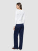 Women Rib T-Shirt Long Sleeve White