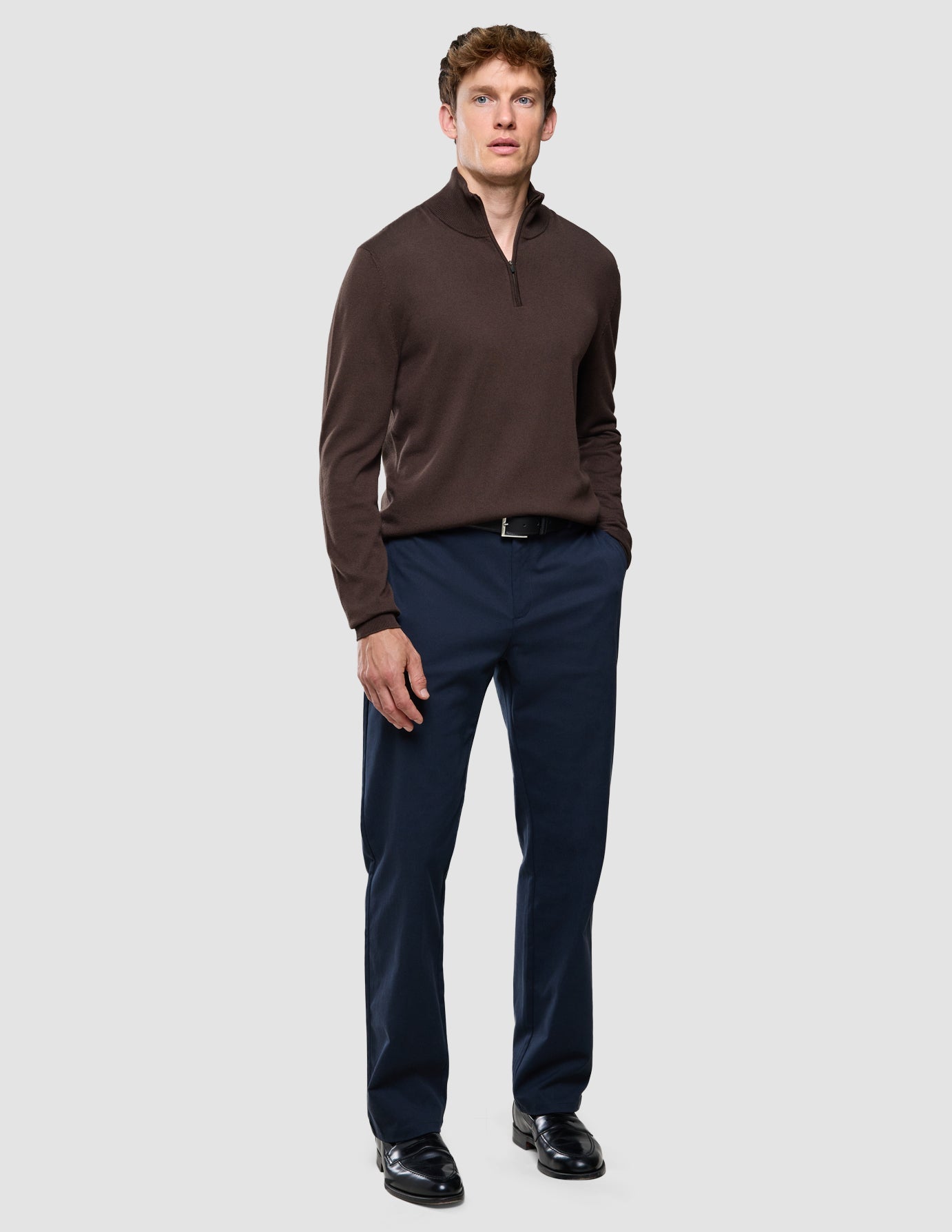 Seamless Core Knit Half Zip Dark Brown