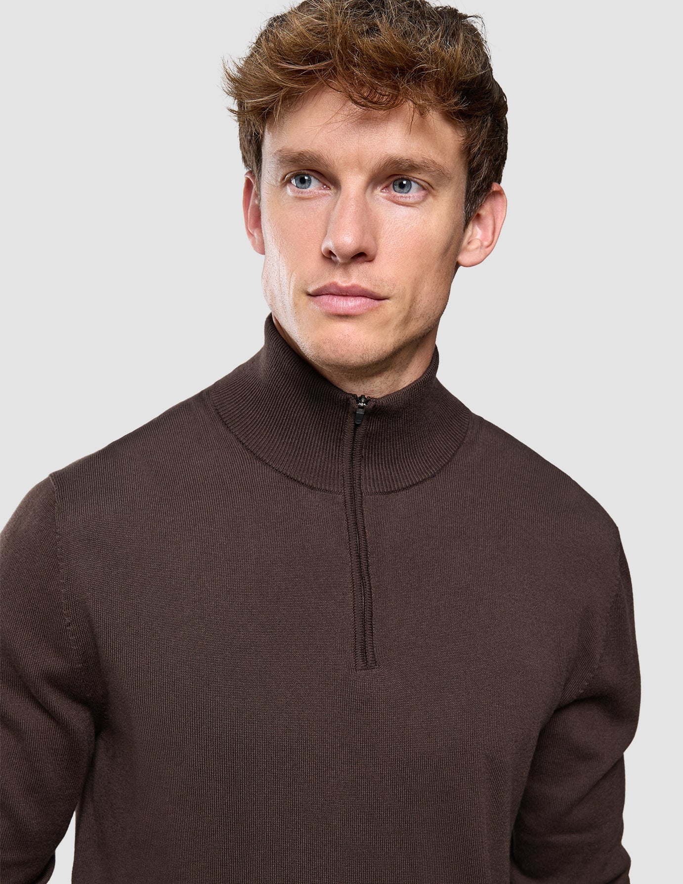 Seamless Core Knit Half Zip Dark Brown