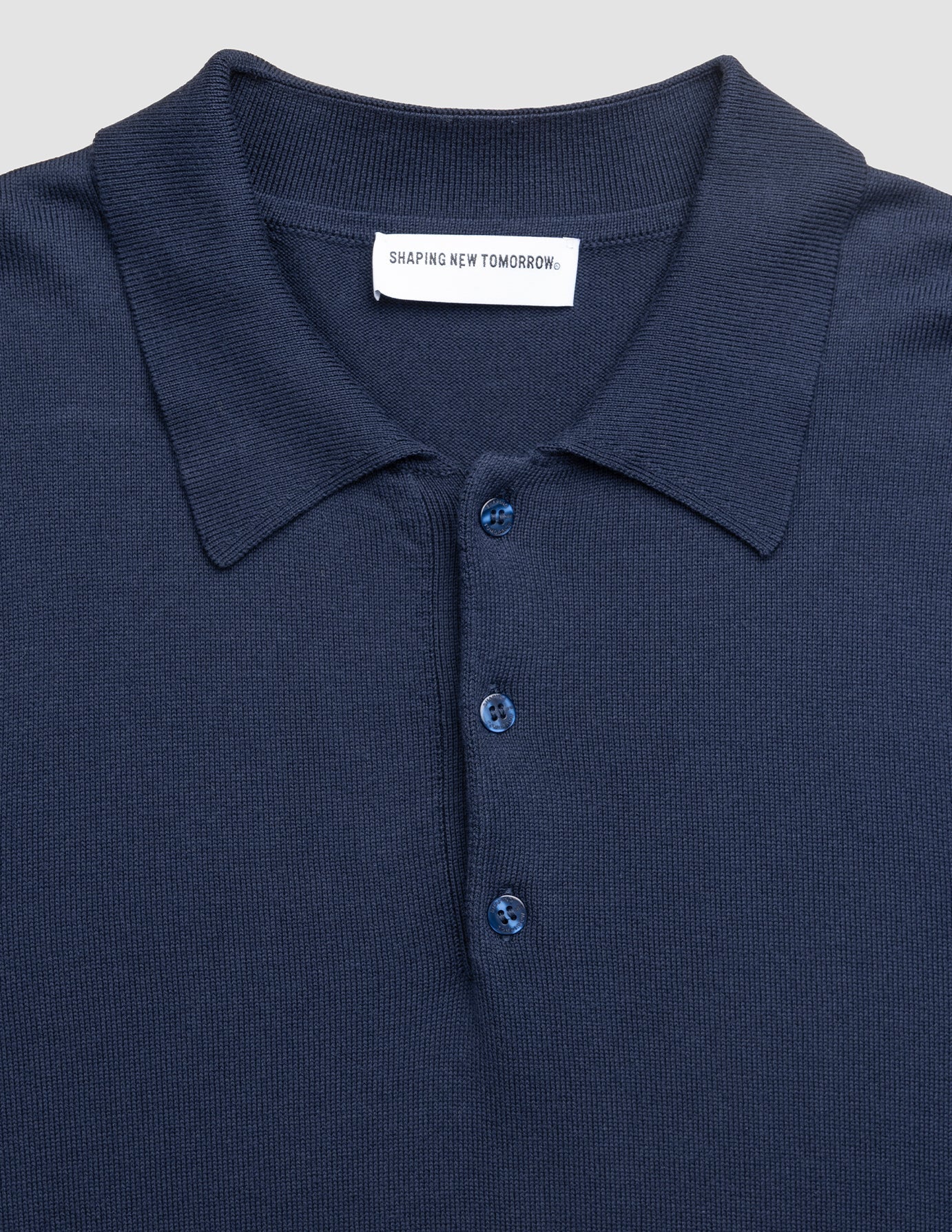 Seamless Core Knit Long Sleeve Polo Dark Navy