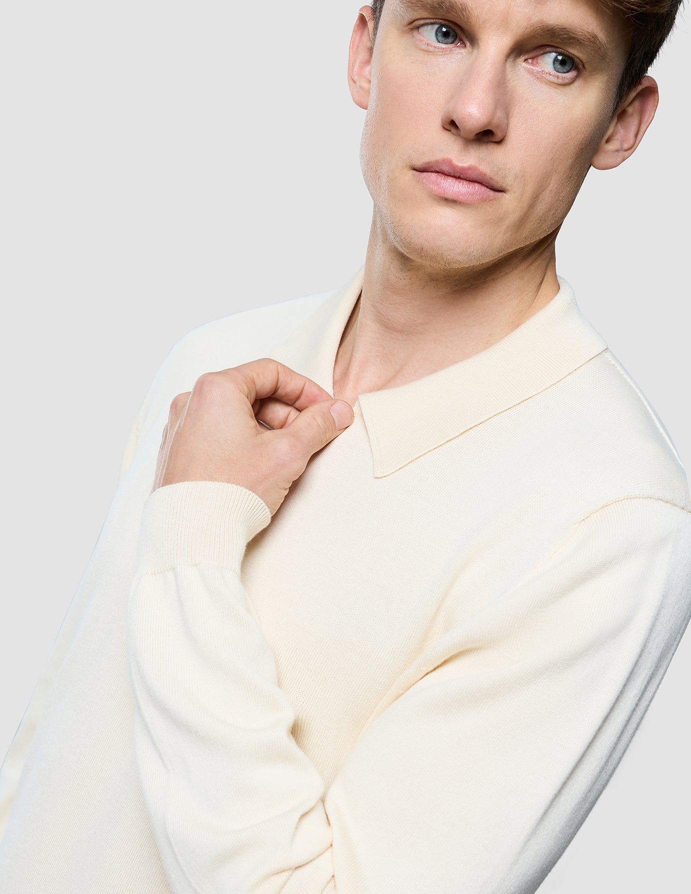 Seamless Core Knit Long Sleeve Polo Birchwood