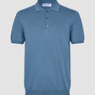 Seamless Core Knit Short Sleeve Polo Blue Tide
