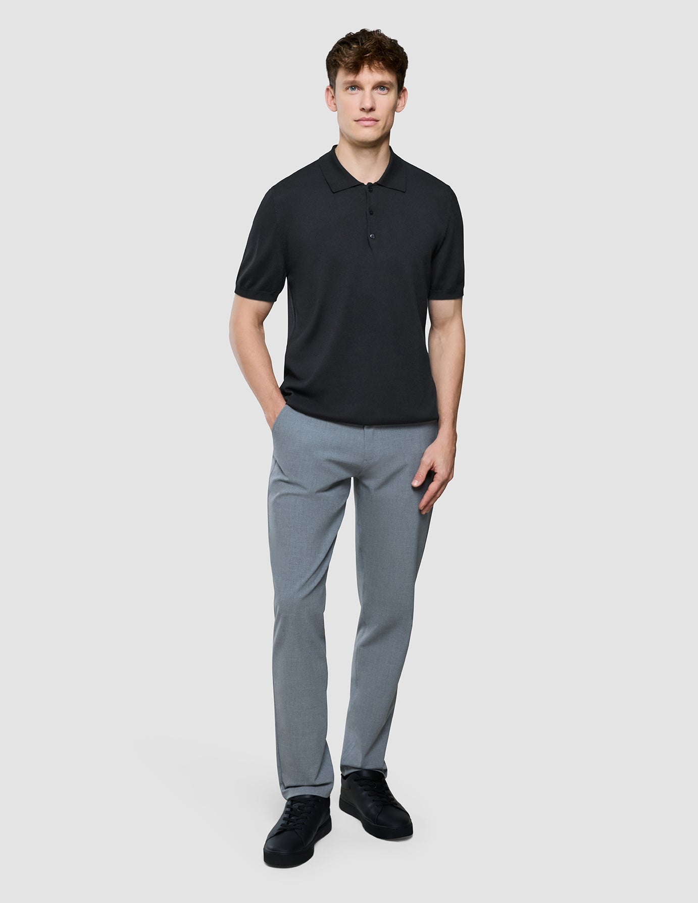 Seamless Core Knit Short Sleeve Polo Black