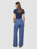 Women Serene Pants Wide Ombre Blue Herringbone