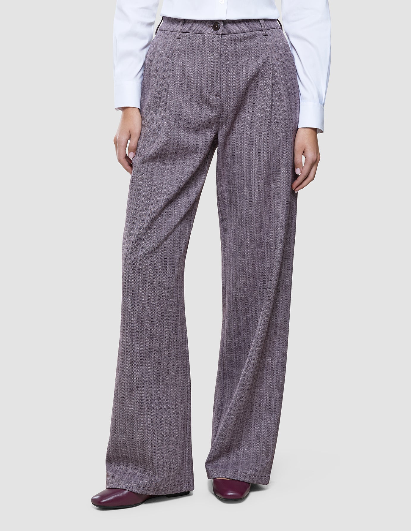 Women Serene Pants Wide Pink Winery Herringbone