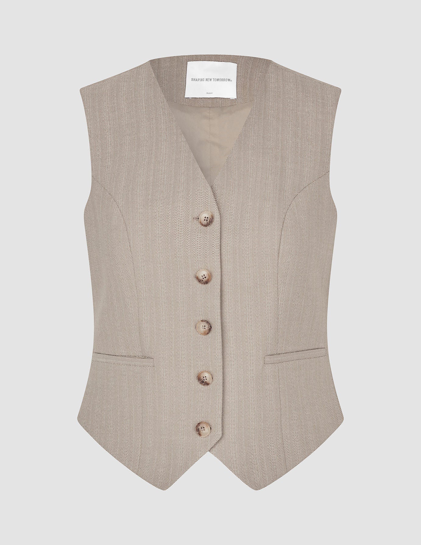Women Serene Short Vest Burnt Sugar Herringbone