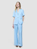 skye set blue haze short sleeved blazer wide pants