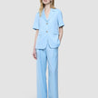 skye set blue haze short sleeved blazer wide pants