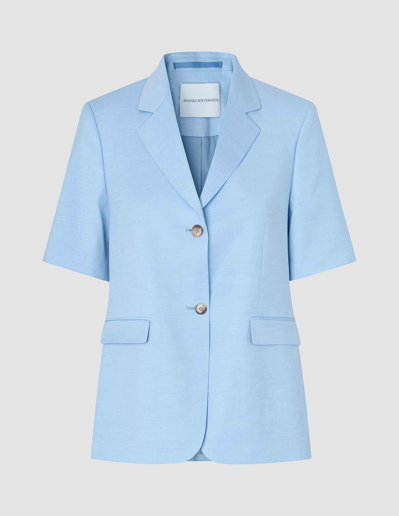 skye set blue haze short sleeved blazer wide pants