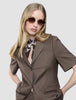 skye set dark chestnut melange short sleeved blazer shorts