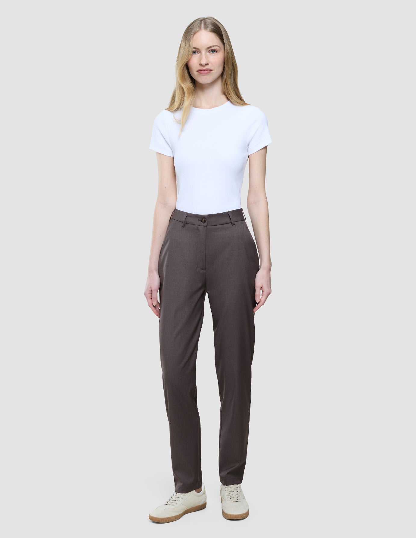 Women Skye Pants Tapered Dark Chestnut Melange