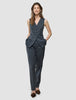 Skye Set Charcoal Melange Long Vest and Tapered Pants