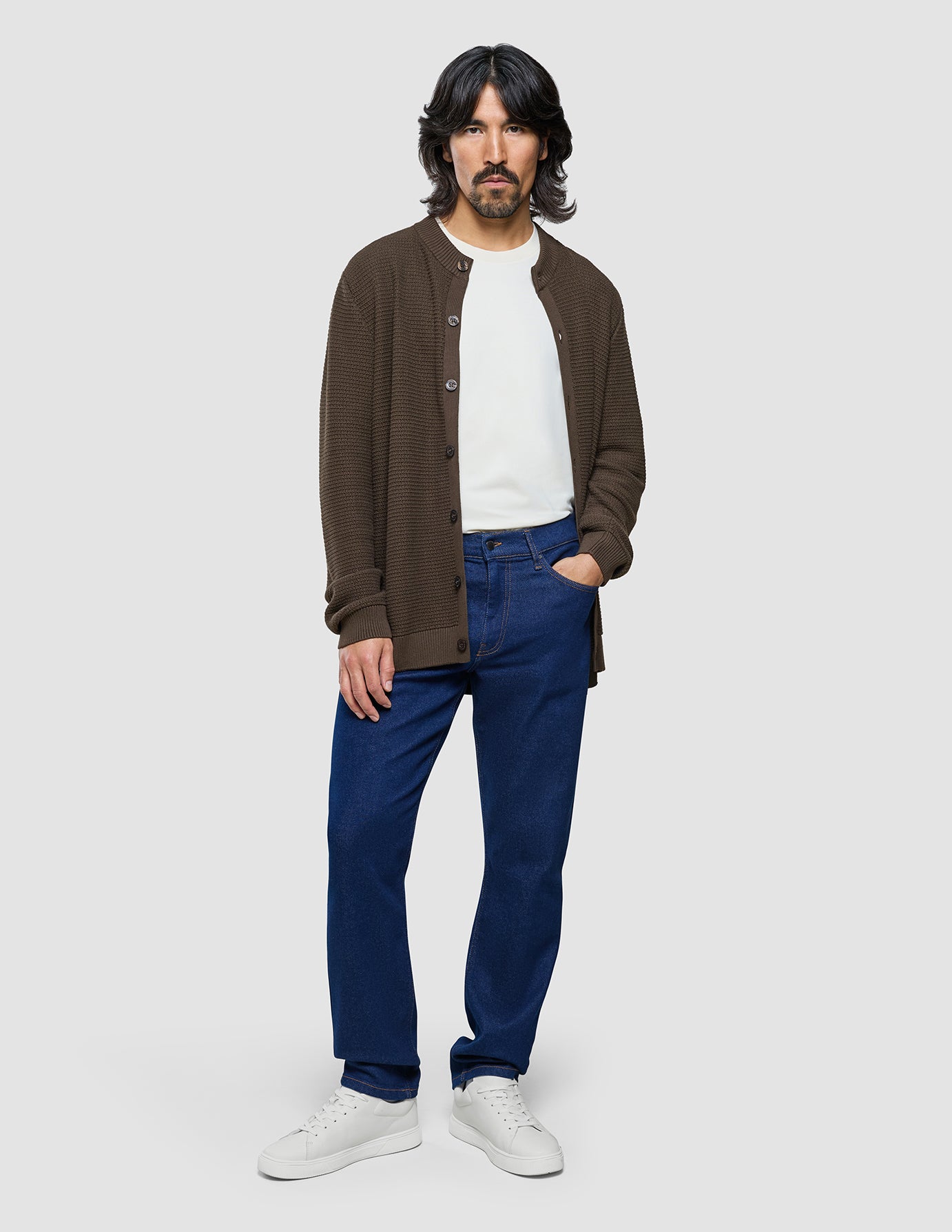 Structured Knit Cardigan Dark Brown