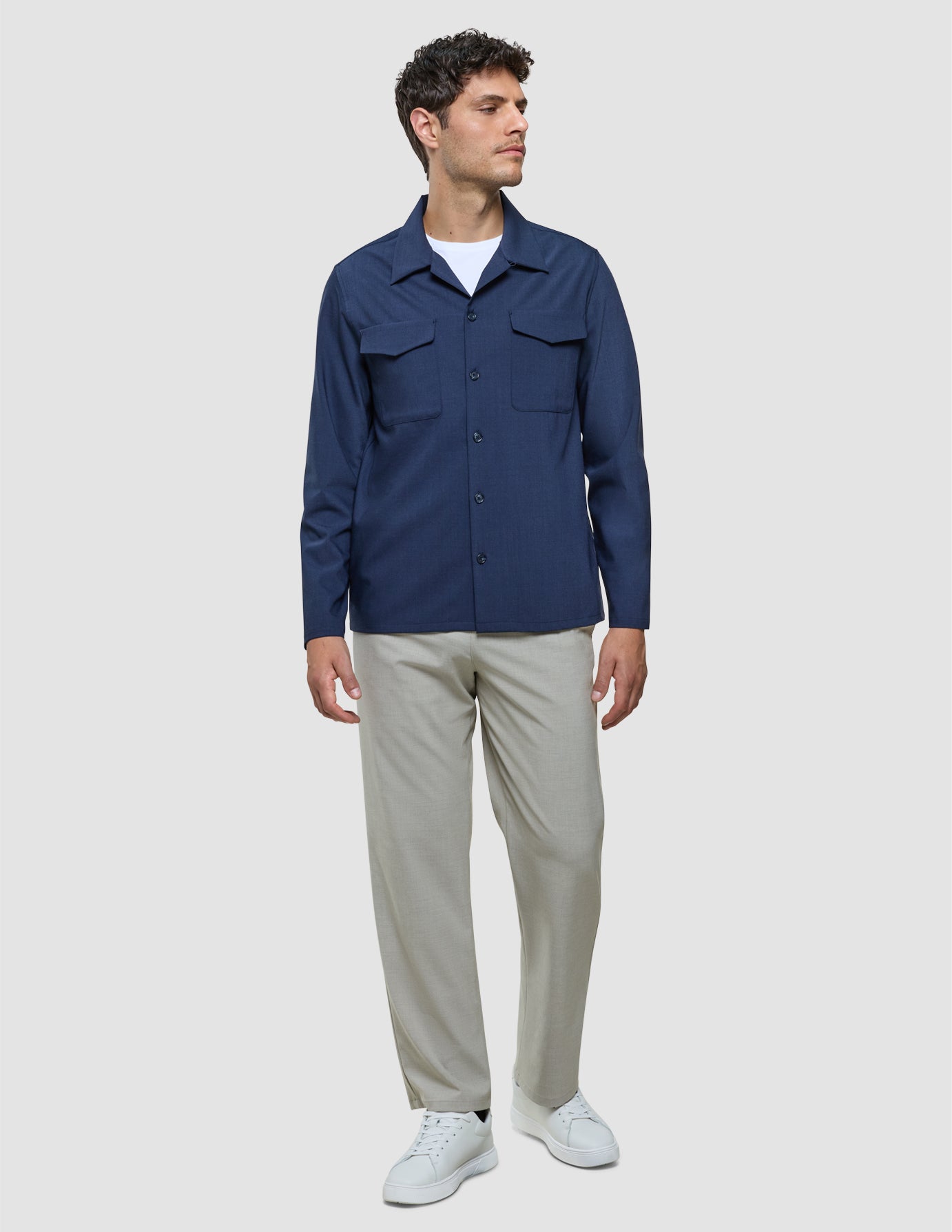 Tech Wool Overshirt Navy