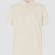 Textured Knitted Short Sleeve Polo Shirt Buttercream