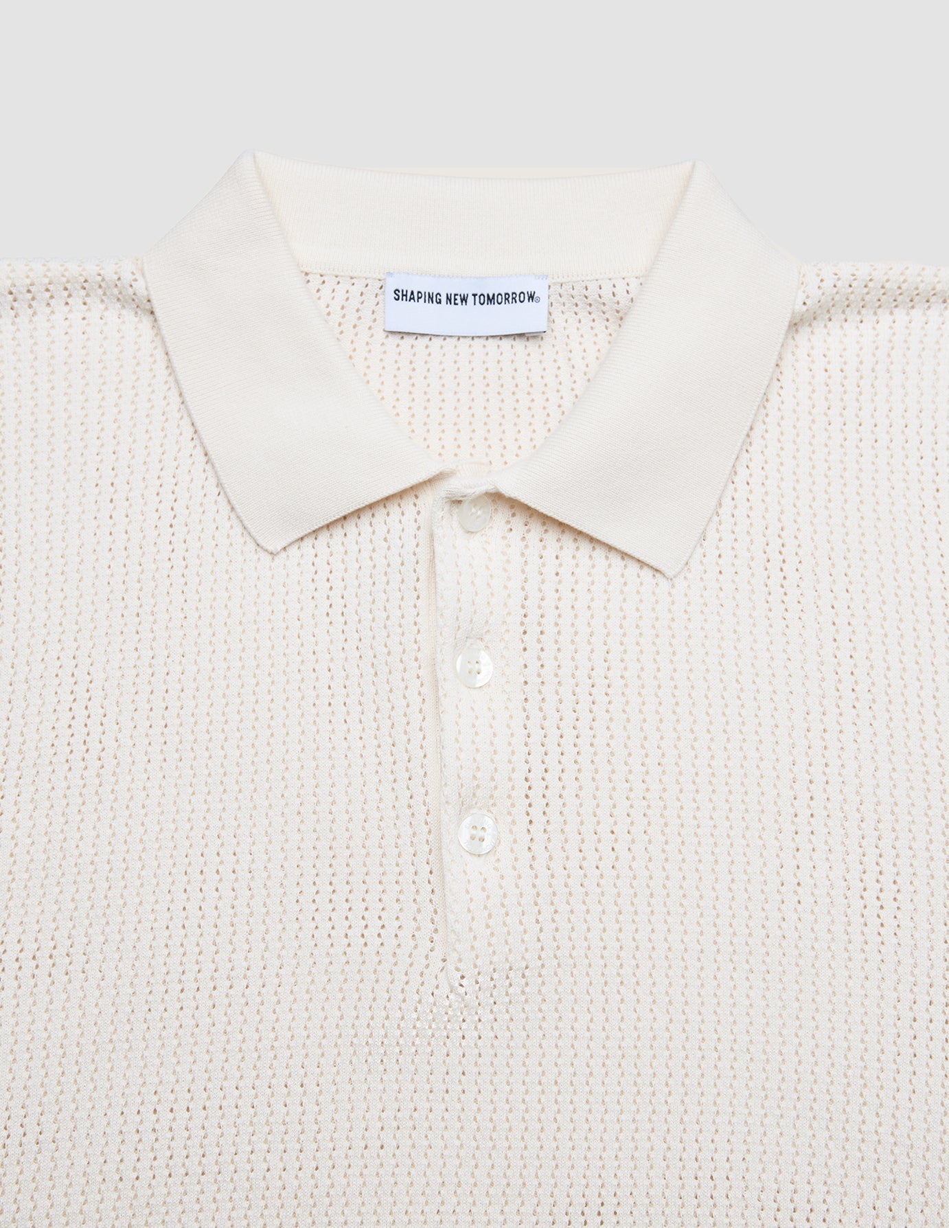 Textured Knitted Short Sleeve Polo Shirt Buttercream