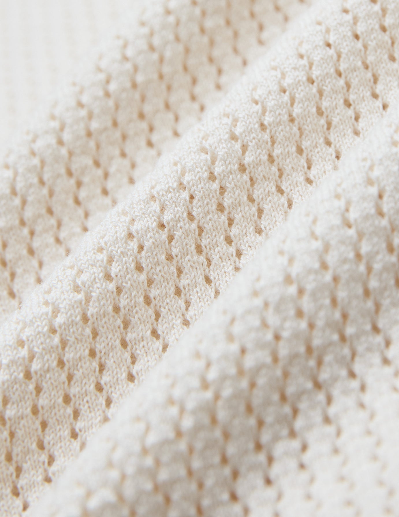 Textured Knitted Short Sleeve Polo Shirt Buttercream
