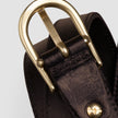 Women Thin Leather Belt Gold Dark Brown