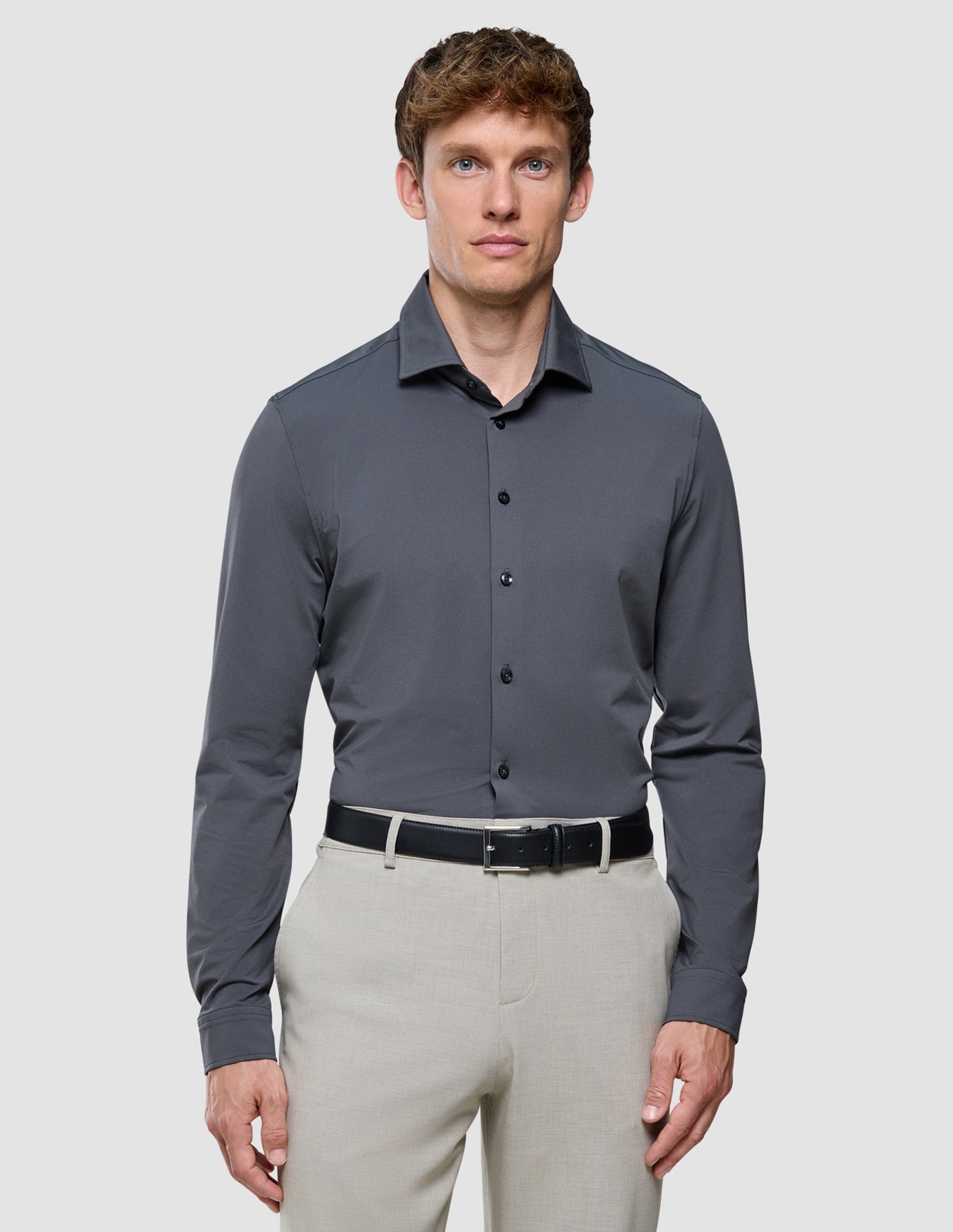 Travel Shirt Charcoal Grey Slim
