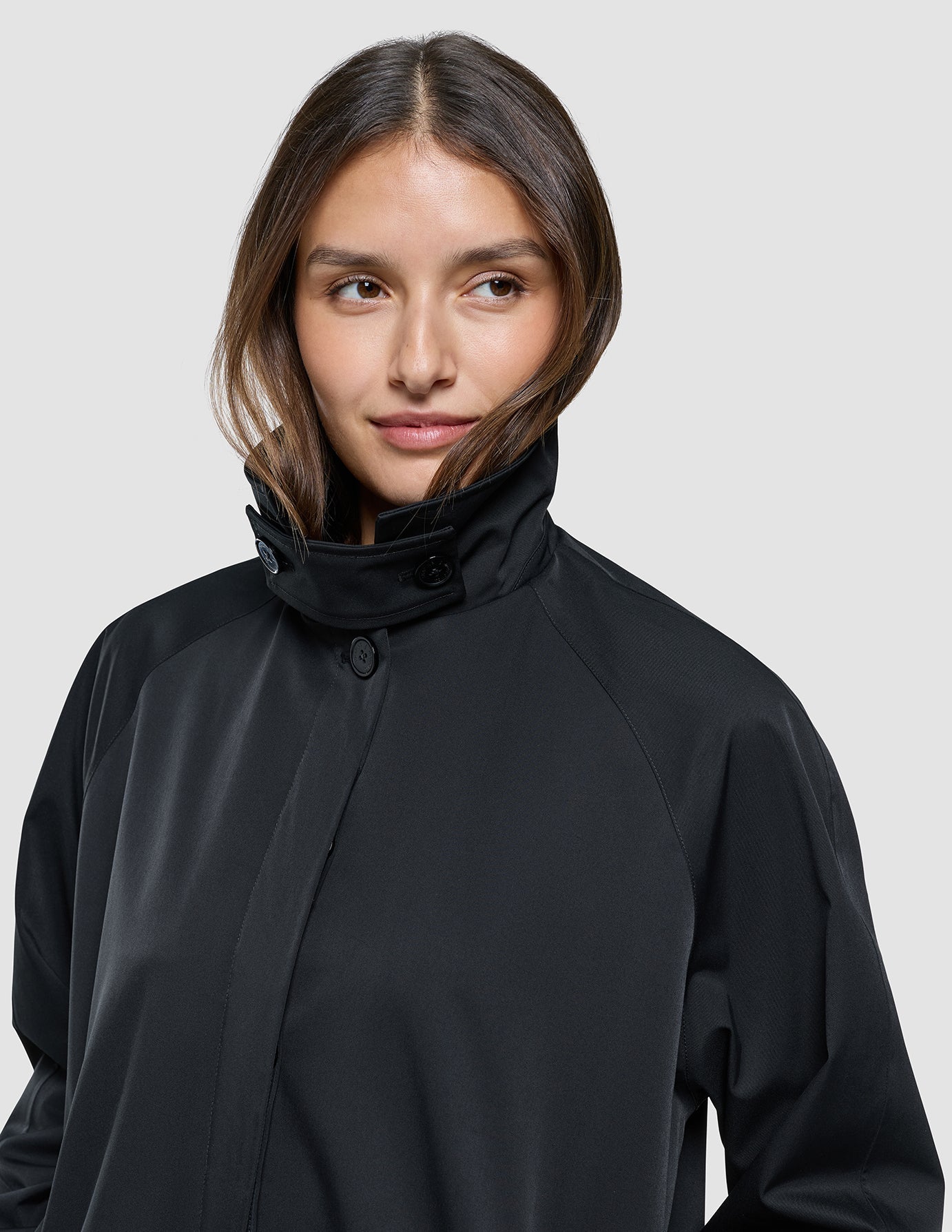 Women Waterproof Trench Coat Short Black